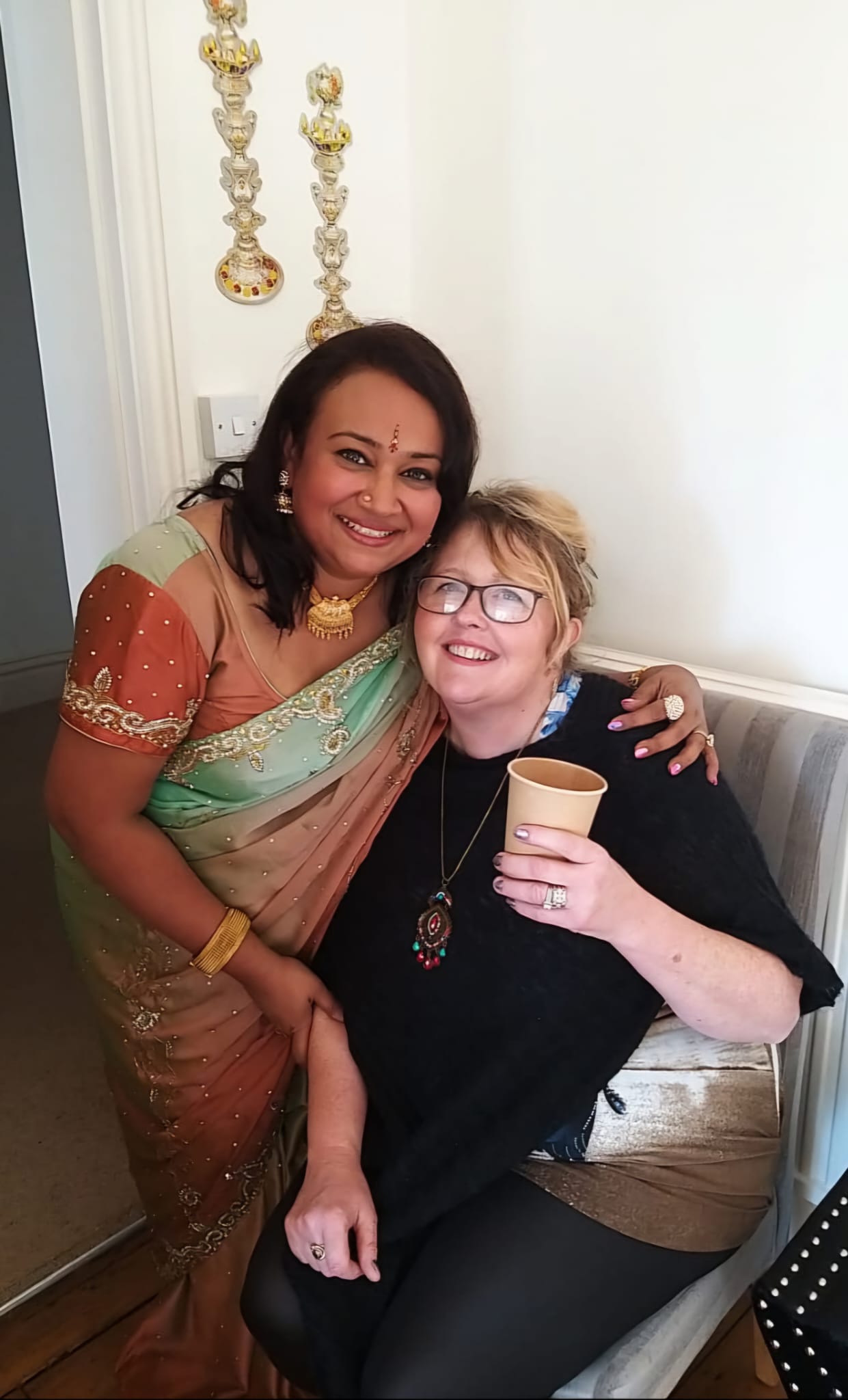 With Dee Richards, Manager at St Michael's Hospice Hereford, during a Diwali event